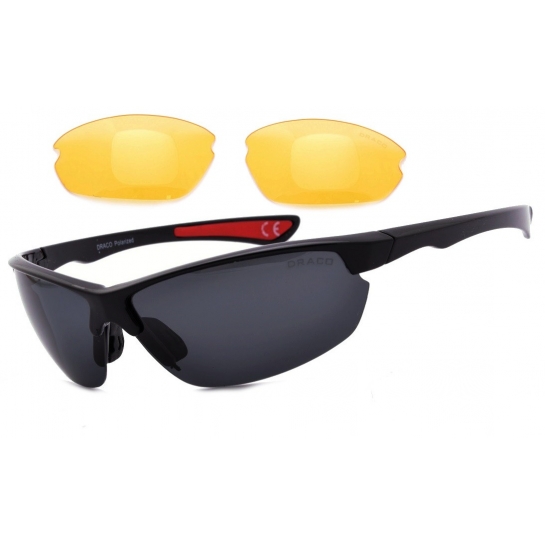 Okulary z dwoma soczewkami polaryzacyjnymi czarna i żółta - drs-56c1