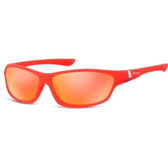 Okulary dziecięce sportowe Unisex czerwone matowe lustrzane CS90B