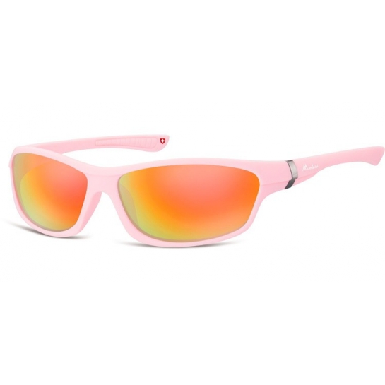 Okulary dziecięce sportowe różowe matowe lustrzane CS90D