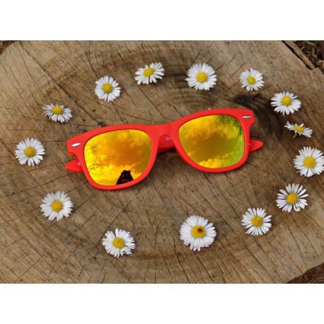 Okulary przeciwsłoneczne Lustrzanki dziecięce nerdy  Montana 965B czerwone matowe