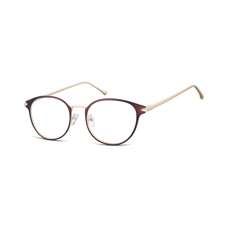 Oprawki okularowe kocie oczy damskie stalowe Sunoptic 940B brązowe