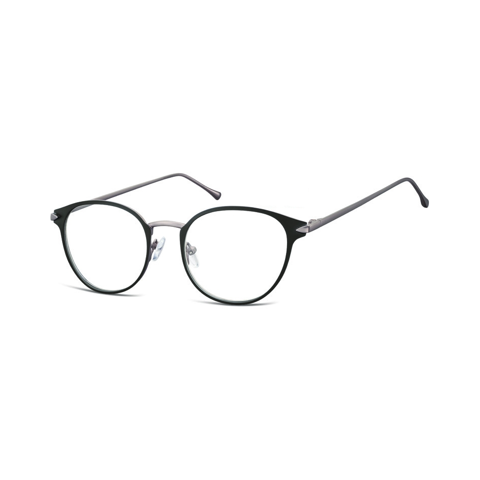 Oprawki okularowe kocie oczy damskie stalowe Sunoptic 940 czarno-grafitowe