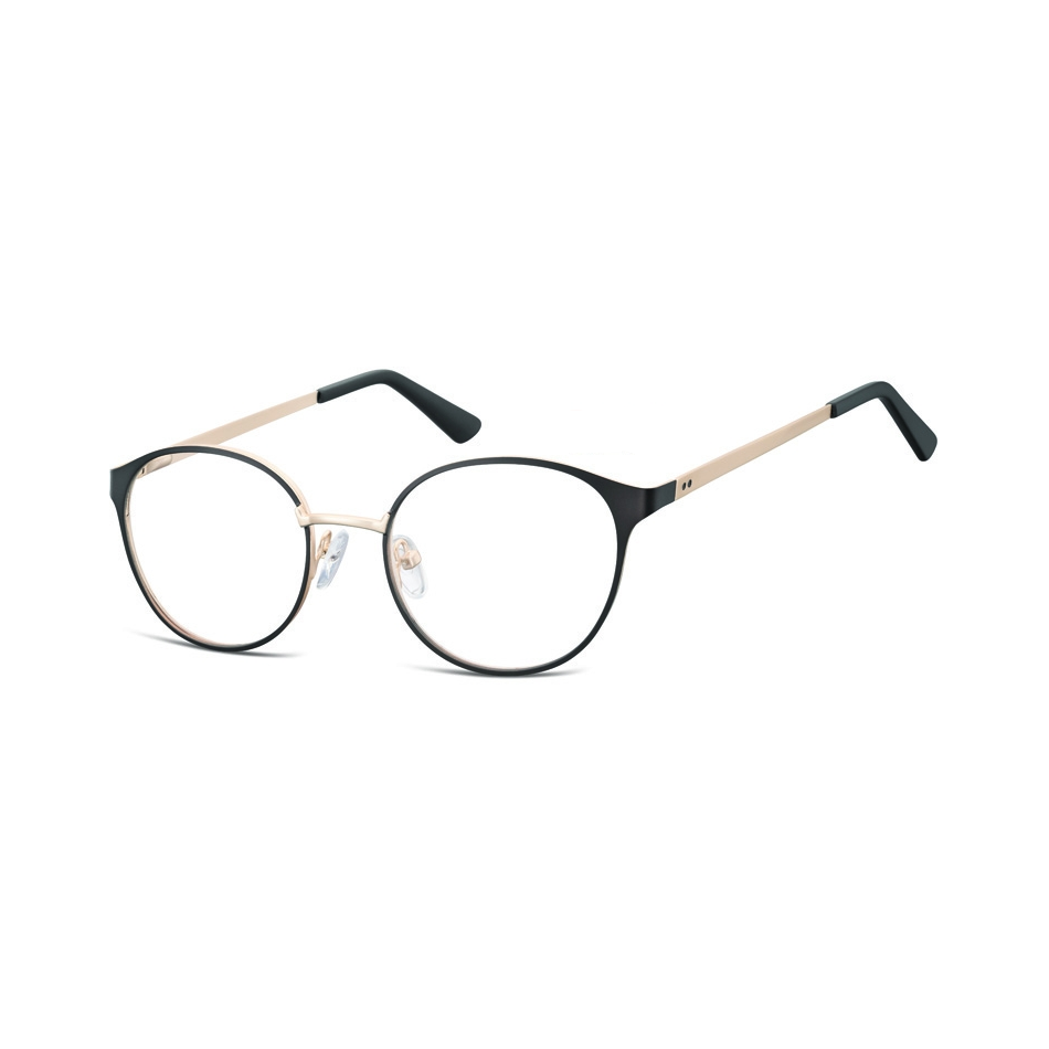 Oprawki okularowe kocie oczy damskie stalowe Sunoptic 941A czarno-złote
