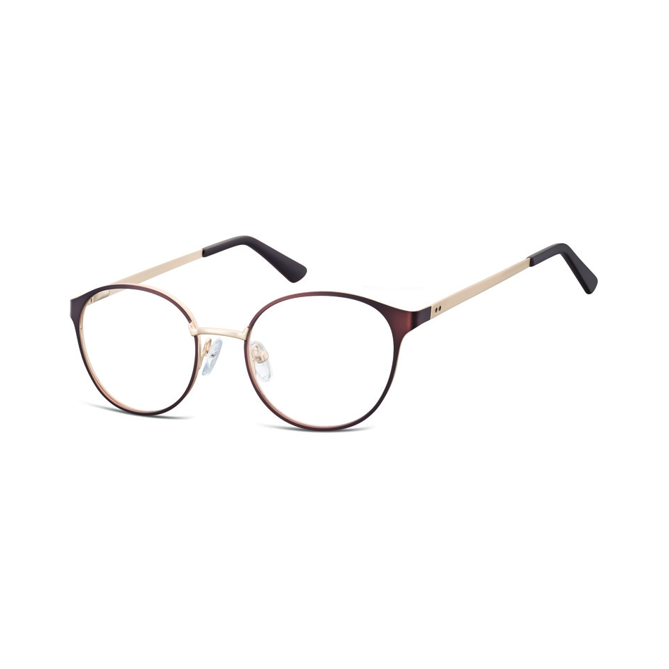 Oprawki okularowe kocie oczy damskie stalowe Sunoptic 941B brązowo-złote
