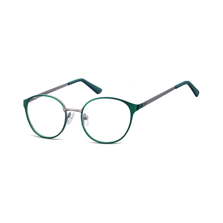 Oprawki okularowe kocie oczy damskie stalowe Sunoptic 941D zielono-grafitowe