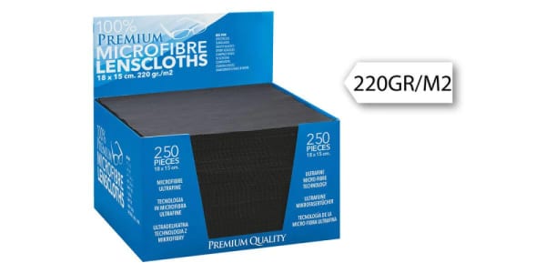 Ściereczka premium z mikrofibry do okularów 220g - czarna 18x15