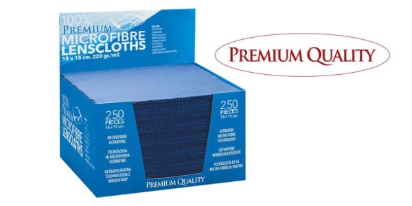 Ściereczka premium z mikrofibry do okularów 220g - niebieska 18x15