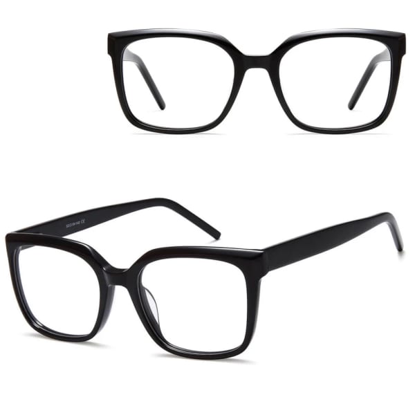 Damskie okulary acetatowe oprawki korekcyjne zerówki kwadratowe AC379 czarne