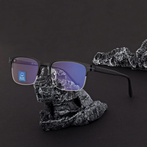 Męskie okulary +2.25 do czytania i komputera Blue Light+Antyrefleks STL281A czarny/grafitowy