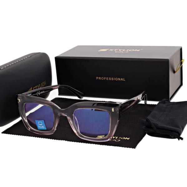 Damskie okulary +2.00 do czytania i komputera z filtrem Blue Light STL286 szary/fiolet