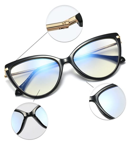 Okulary kocie do komputera damskie z filtrem Blue Light zerówki 2563-8 czarny/bezbarwny