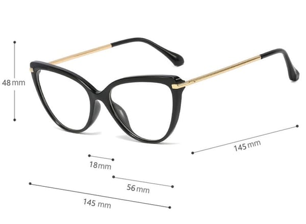 Okulary kocie do komputera damskie z filtrem Blue Light zerówki 2563-8 czarny/bezbarwny