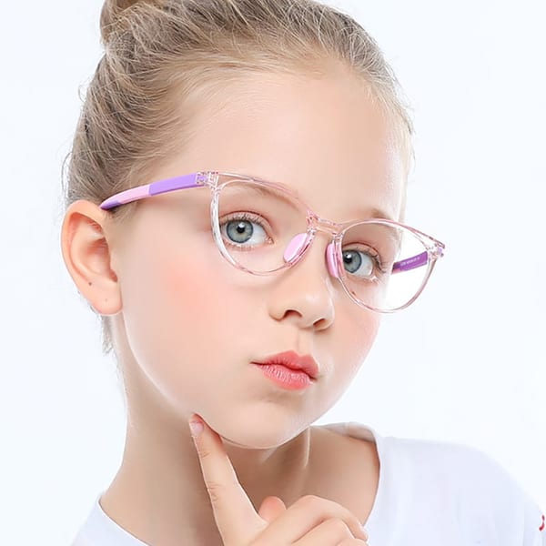 Okulary dla dziewczynki zerówki do komputera z filtrem Blue Light 25183B róż/fiolet