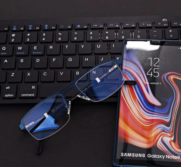 Męskie okulary PREMIUM +1.25 do czytania i komputera Blue Light+Antyrefleks STL260 granat