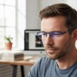 Męskie okulary PREMIUM +1.25 do czytania i komputera Blue Light+Antyrefleks STL260 granat