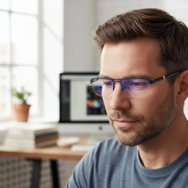 Męskie okulary PREMIUM +1.25 do czytania i komputera Blue Light+Antyrefleks STL260 granat