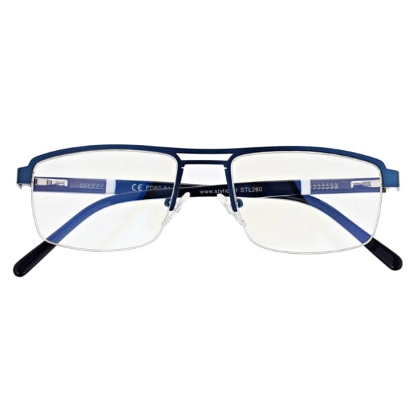 Męskie okulary PREMIUM +1.25 do czytania i komputera Blue Light+Antyrefleks STL260 granat
