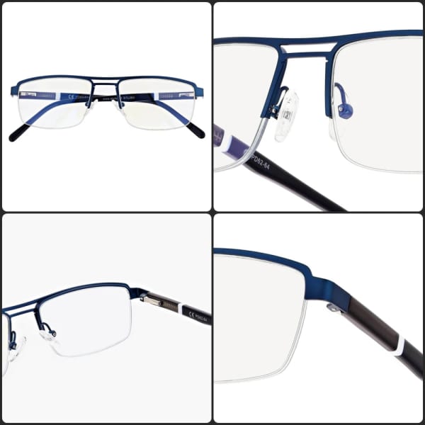 Męskie okulary PREMIUM +1.25 do czytania i komputera Blue Light+Antyrefleks STL260 granat