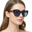 Damskie okulary przeciwsłoneczne z polaryzacją kocie oczy MP173D w kat. 2 czarny/błękit