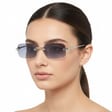Damskie okulary fotochromowe kat.2-3 przeciwsłoneczne bezramkowe STLF-05A srebrny/czarny