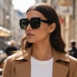 Duże damskie okulary przeciwsłoneczne z polaryzacją MP176A czarne/zielone