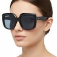 Duże damskie okulary przeciwsłoneczne z polaryzacją kat.2 - MP176D czarne/niebieskie