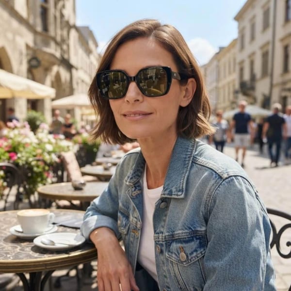 Duże damskie okulary przeciwsłoneczne z polaryzacją MP179B czarny/zielony