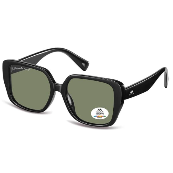 Duże damskie okulary przeciwsłoneczne z polaryzacją MP179B czarny/zielony