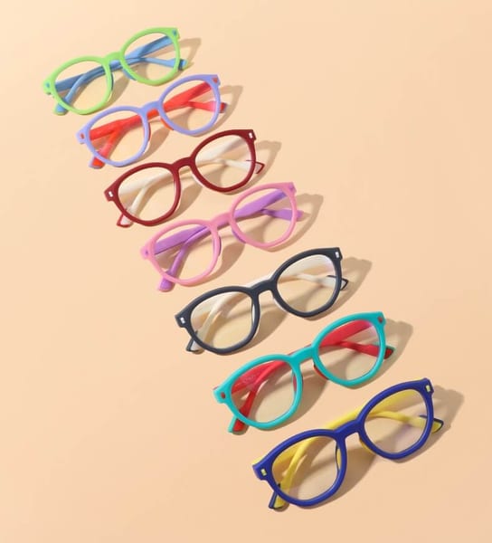 Dziecięce 4-8 lat elastyczne okulary zerówki do komputera Blue Light 25193 granat/biały