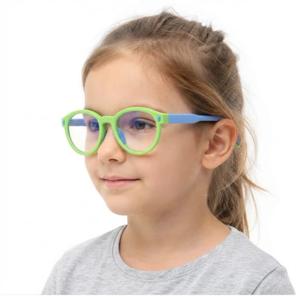Dziecięce 4-8 lat elastyczne okulary zerówki do komputera Blue Light 25193C fiolet/pomarańcz