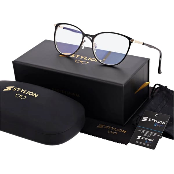Damskie okulary +2.75 do czytania i komputera z filtrem Blue Light STL277 czarny/złoty