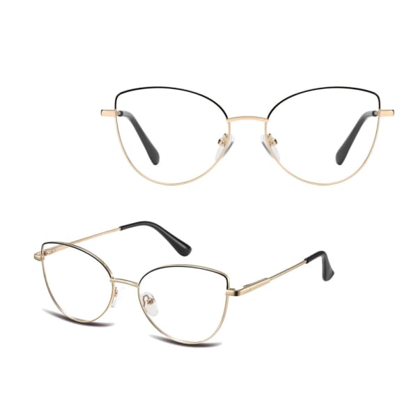 Damskie okulary zerówki oprawki korekcyjne kocie oczy Flex 862A złoty/czarny