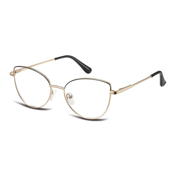 Damskie okulary zerówki oprawki korekcyjne kocie oczy Flex 862A złoty/czarny