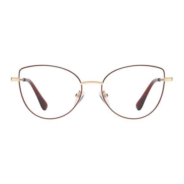 Damskie okulary zerówki oprawki korekcyjne kocie oczy Flex 862B złoty/bordo