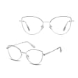 Damskie okulary zerówki oprawki korekcyjne kocie oczy Flex 862C srebrny/granatowy
