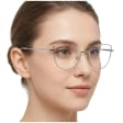 Damskie okulary zerówki oprawki korekcyjne kocie oczy Flex 862C srebrny/granatowy