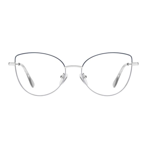 Damskie okulary zerówki oprawki korekcyjne kocie oczy Flex 862C srebrny/granatowy