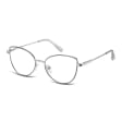 Damskie okulary zerówki oprawki korekcyjne kocie oczy Flex 862D srebrny/czarny