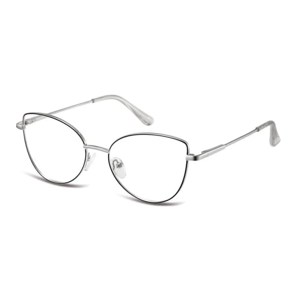 Damskie okulary zerówki oprawki korekcyjne kocie oczy Flex 862D srebrny/czarny
