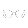 Damskie okulary zerówki oprawki korekcyjne kocie oczy Flex 862D srebrny/czarny