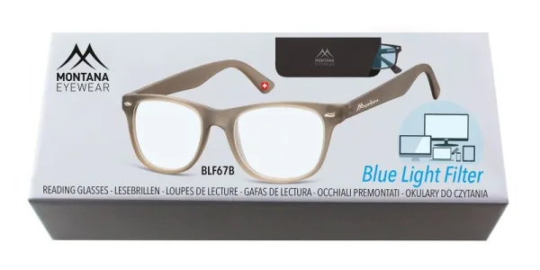 Okulary z filtrem do Komputera i Czytania moc: +3.50 Plusy BLFBOX67B szare