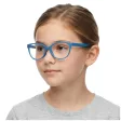 Oprawki okularowe dla dziewczynki elastyczne dziecięce kocie oczy + gumka K10 niebieskie