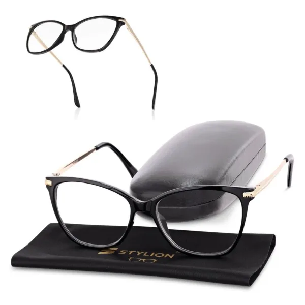 Plusy +1.00 damskie okulary do czytania korekcyjne Kocie Oczy z flexami ST320 ze skazą!