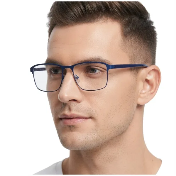 Męskie okulary zerówki oprawki korekcyjne prostokątne Flex 855A granatowe