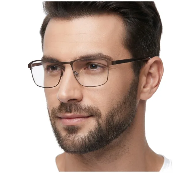 Męskie okulary zerówki oprawki korekcyjne prostokątne Flex 855C brązowy