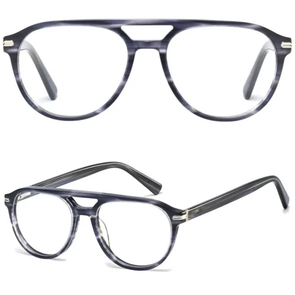 Okulary acetatowe oprawki korekcyjne zerówki pilotki AC365C szary/czarny