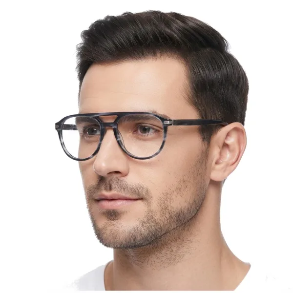 Okulary acetatowe oprawki korekcyjne zerówki pilotki AC365C szary/czarny