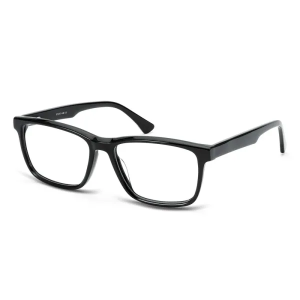 Męskie okulary acetatowe oprawki korekcyjne zerówki prostokątne AC374 czarne