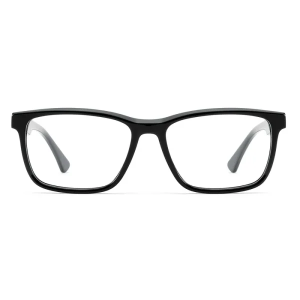 Męskie okulary acetatowe oprawki korekcyjne zerówki prostokątne AC374 czarne