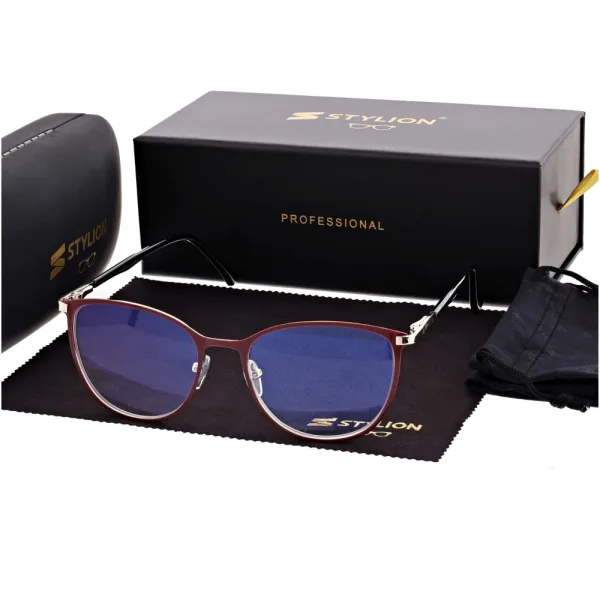 Damskie okulary +1.50 do czytania i komputera z filtrem Blue Light STL277A bordowy/złoty
